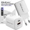 QOLTEC 50763 GaN ULTRA 35W įkroviklis / 5-20V / 2,25 3A / 1 x USB tipo C PD / 1x USB / Baltas
