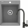 Granitinė virtuvinė plautuvė Deante Corio su maišytuvu, ZRCBS103, Metallic pilkas+Juodas