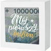 kukartka Kiaulė su langu MANO PIRMAS MILIJONAS 16X16cm Iždo dėžutė Banknotai Monetos