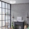 Lamkur lubinis šviestuvas Lamkur Jonas 44392 lubinis šviestuvas modernus metalinis stiklo gaubtas 2x60W E27 baltas