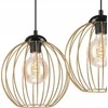 Lamkur pakabinamas šviestuvas Lamkur Zoya 45399 pakabinamas šviestuvas metalinis palėpės narvas 2x60W E27 juodas/auksinis