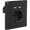 LANBERG AC-WS01-USB2-F-B AC sieninis lizdas schuko su 2 prievadų USB įkrovikliu Juodas