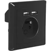 LANBERG AC-WS01-USB2-E-B AC sieninis lizdas prancūziškas su 2 prievadų USB 2,1A pakrovėju, Juodas