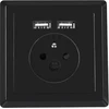 LANBERG AC-WS01-USB2-E-B AC sieninis lizdas prancūziškas su 2 prievadų USB 2,1A pakrovėju, Juodas