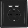 LANBERG AC-WS01-USB2-F-B AC sieninis lizdas schuko su 2 prievadų USB įkrovikliu Juodas