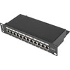 LANBERG PPF5-9012-B Lanberg Patch Panel 10, 12 port 1U, cat.5e, juodas
