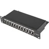 LANBERG PPF5-9012-B Lanberg Patch Panel 10, 12 port 1U, cat.5e, juodas