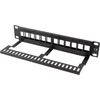 LANBERG patch panel blank 12 port 1U su organizatoriumi Keystone moduliams juodas