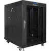 LANBERG FF01-8015-12BL laisvai pastatomas stovas 19 colių savaime surenkamas plokščias paketas 15U/800x1000mm juodas stiklinių durų LCD