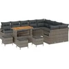 Sodo Sofų Rinkinys su pagalve su saugykla 13 pcs Pilka