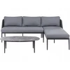 Lauko baldų komplektas Beliani L formos sodo kampinė sofa su staliuku LEFFE kairinis pilkas metalinis