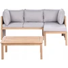 Lauko baldų komplektas Beliani Lauko kampinė sofa su staliuku 3 asmenims ARABBA Kairinio tipo, pilka, sertifikuota akacijos mediena