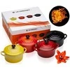 „Le Creuset“ akmens masės indų rinkinys iš 4 mažų, 10x5 cm raudonų puodų