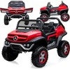 Lean Cars Raudonas vaikiškas elektromobilis Mercedes Unimog 4x4