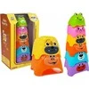 Piramidka Žaislinė piramidė vaikams Lean Toys su gyvūnų formos puodeliais