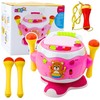 Lean Toys Muzikinis būgnas vaikams interaktyvus žaislas su mikrofonu rožinis