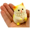 Lean Toys Geltona silikoninė katė su perlais, 7,5 cm