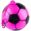 Lean Toys Rožinis guminis kamuolys su futbolo dizainu ir rankena 22 cm
