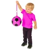 Lean Toys Rožinis guminis kamuolys su futbolo dizainu ir rankena 22 cm