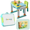 Lean Toys Konstrukcinių kaladėlių stalas su kėde susideda iš 55 detalių