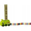 Lean Toys Žalias baterijomis veikiantis dinozaurų automobilis su domino kaladėlėmis