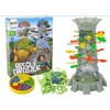 Lean Toys Stalo žaidimas vaikams „Krentantys dinozaurai“ su bokštu