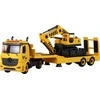 Žaislinis ardomas statybinio transporto transportavimo vilkikas su priedais Lean Toys, geltonas, 59x13,5x10,5 cm