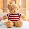 Lean Toys Pliušinis meškiukas su dryžuota maike 32 cm