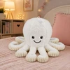 Lean Toys Pliušinis aštuonkojis su siurbtuku ir tampriais čiuptuvais, baltas, 16 × 10 × 10 cm