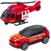Lean Toys Gaisrininko žaidimų rinkinys: sunkvežimis, sraigtasparnis, automobilis su šviesomis ir garsais