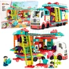„Lean Toys“ sulankstomi nameliai ant ratų, konstrukcinės kaladėlės, figūrėlės, šviesos, garsai, 98 vnt.
