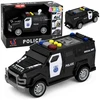 Lean Toys Žaislinis specialiųjų pajėgų policijos automobilis su šviesos ir garso efektais, juodos ir baltos spalvos, 15 × 6,5 × 6,5 cm