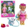 Lean Toys Lėlių rinkinys su šunimi, pavadėliu ir priedais