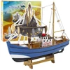 Model Medinis dekoratyvinis žvejybinis laivas su stovu 30x26.5 cm
