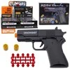 Lean Toys Mini žaislinis pistoletas WARFARE su kulkomis ir gilzėmis, juodas, 13.5 cm