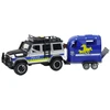 Lean Toys Policijos visureigis su priekaba ir arklio figūrėle, šviesos ir garsai