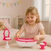 Lean Toys Lėlių vonios kambario rinkinys: vonia, tualetas, kriauklė su veidrodžiu