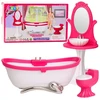 Lean Toys Lėlių vonios kambario rinkinys: vonia, tualetas, kriauklė su veidrodžiu