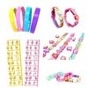 Lean Toys Apyrankių kūrimo rinkinys su pakabukais ir lipdukais, 4 reguliuojamos apyrankės