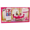 Lean Toys Lėlių valgomojo baldų komplektas: stalas, kėdės, bufetas, indai