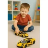 Lean Toys Lenktyninis automobilis metalinis 1:32 geltonas su atidaromomis durimis