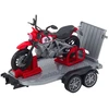 Zestaw Bekelės automobilio rinkinys su priekaba ir motociklu, šviesos ir garsai, žalias