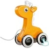 Lean Toys Žaislinė geltona traukimo žirafa su švilpukais