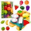 Lean Toys Vaikiškas žaislinių vaisių pjaustymo rinkinys su peiliu ir lentelė