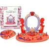 Lean Toys Kosmetinis staliukas su veidrodžiu, raudonas