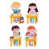 LearnHow Mokyklos dekoracijos - Vaikai suoluose (didelis įrašas)