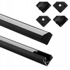 LED profilis R02 kampinis Eco Light EC20627 2m aliuminio juodas + pieniškas šviestuvo gaubtas