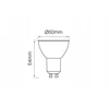 Lemputė LED GU10 230V 5.5W 345lm šiltai balta 2200K-3000K pritemdoma, šviesa šiltėja, LED line