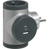 Legrand Rozgałęźnik sukamasis 2x2P+Z, USB A+C - aliuminio/grafito
