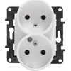 Legrand 863134 Niloe Step Lizdas maitinimo blokas dvigubas 2x2P+Z keliems rėmams, varžtiniai gnybtai, su kontaktine sklende balta 863134
